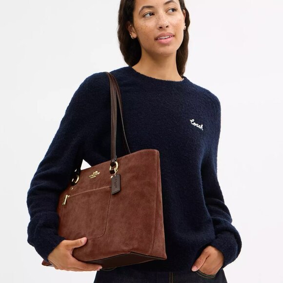 NWT Coach CCC77 Station Suede Tote Bag in Vintage Brown - Picture 2 of 15